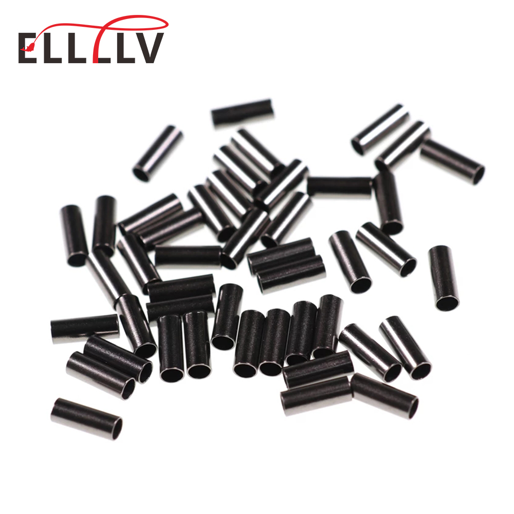 Leader Line - 100pcs สีดําเดี่ยว Barrel ทองแดงแขนสายตกปลา Fix CRIMPS