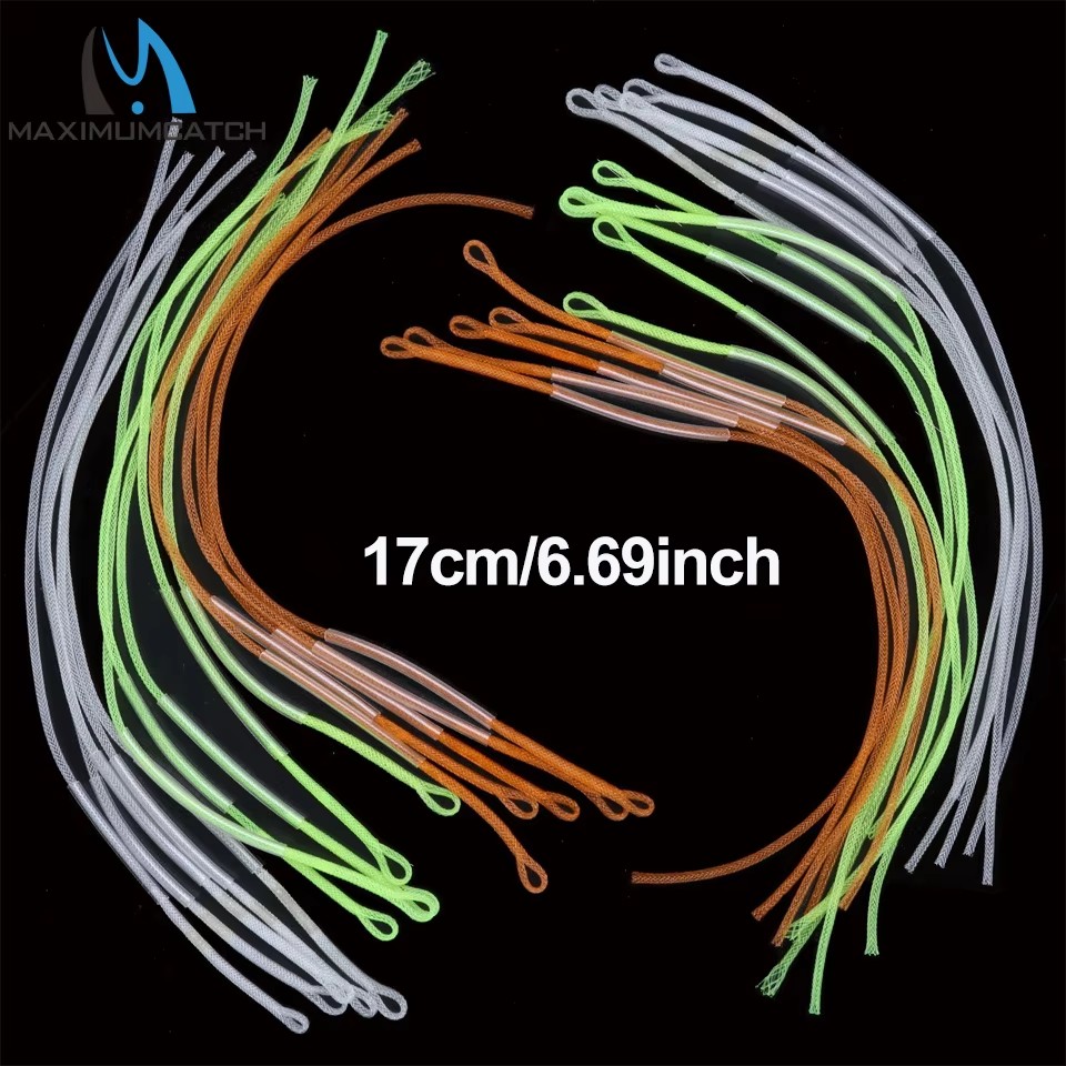 Leader Line - MAXCATCH ชุดสายไนลอนสำหรับตกปลาแบบฟลาย 10 ชิ้น พร้อมตัวเชื่อมสายแบบถัก 30/50LB
